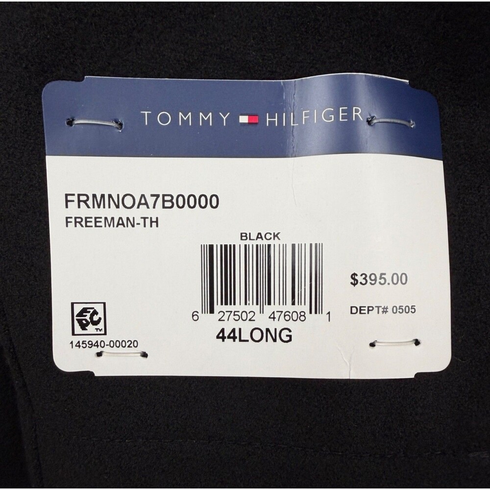 $395 NEW TOMMY HILFIGER Mens 44L Black Soft Modern Fit 38" Long OverCoat Jacket - Picture 5 of 7